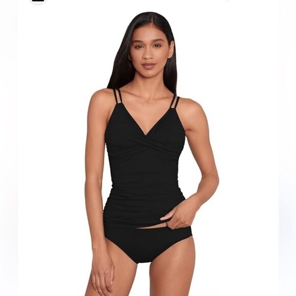 RALPH LAUREN Women's Double-Strap-Front Tankini Top Beach Solids Twist Camikini - Picture 7 of 8